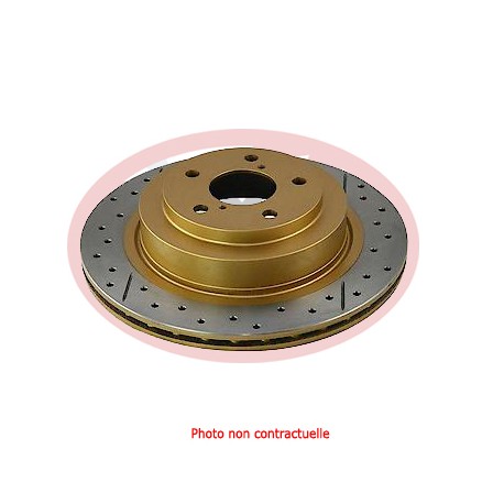 Brake disc FRONT DBA - LR DEFENDER 90/110/130 and DISCOVERY II - Drilled / grooved - 298mm (Unit) NO CE