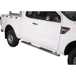 TUBES MARCHE PIEDS OVALE INOX Ø 76 FORD RANGER 2012+ SUPER CAB